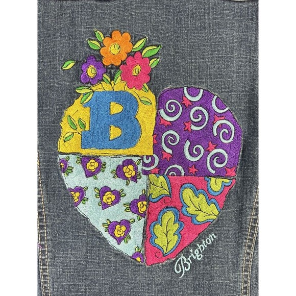 Brighton Embroidered Button Jean Follow Your Heart Denim Jacket Dallas TX Small - Picture 6 of 15